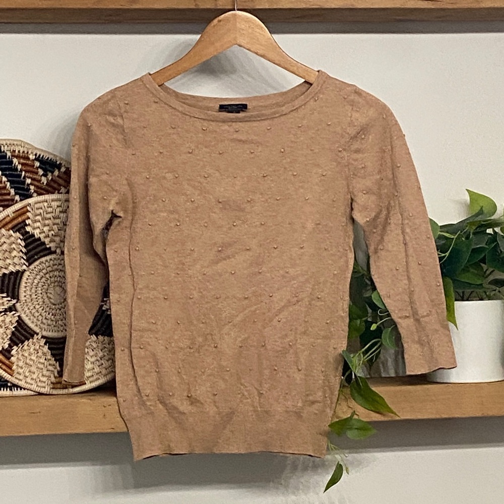 Ann Taylor Factory Camel Light Brown Crew Neck Sweater Size XS